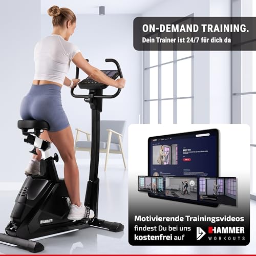 HAMMER Ergometer Varon XTR II, Fitnessbike, Heimtrainer für Zuhause mit tiefem Einstieg, XL-Display, 16 Trainingsprogramme, Bluetooth Anbindung, kompatibel mit Kinomap & Zwift - 3