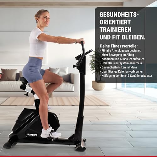 HAMMER Ergometer Varon XTR II, Fitnessbike, Heimtrainer für Zuhause mit tiefem Einstieg, XL-Display, 16 Trainingsprogramme, Bluetooth Anbindung, kompatibel mit Kinomap & Zwift - 6