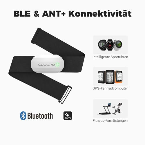 COOSPO H808S Brustgurt Pulsmesser ANT+/Bluetooth, Premium Herzfrequenzmesser Pulsgurt Sensor HRM-Messung Pulsgurt IP67 Wasserdichter, Kompatibel mit Polar, Elite HRV, Wahoo, Garmin, Strava - 4