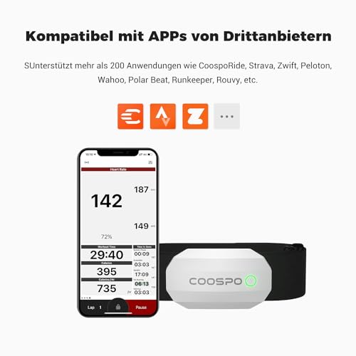 COOSPO H808S Brustgurt Pulsmesser ANT+/Bluetooth, Premium Herzfrequenzmesser Pulsgurt Sensor HRM-Messung Pulsgurt IP67 Wasserdichter, Kompatibel mit Polar, Elite HRV, Wahoo, Garmin, Strava - 5