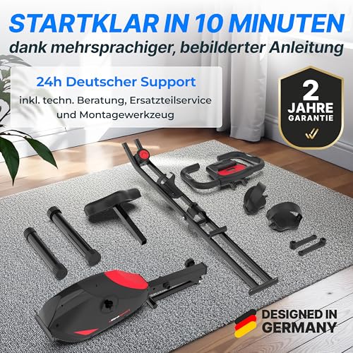 Ultrasport F-Bike Pro Heimtrainer Fahrrad Klappbar, Hometrainer Fahrrad Klappbar mit Komfort-Sattel, Ergometer, Fitnessbikes, Trimmrad Klappbar, Rot-Schwarz - 9