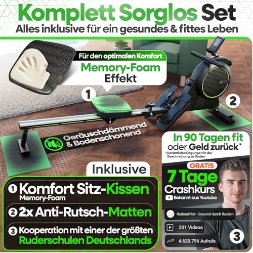 NEU Tretmann Rudergerät für Zuhause Set - extra leise- [Wirbelstrombremse2.0] bis 150KG Zertifiziert | patentiert ErgoKonzept | Rudergerät Magnet Rudermaschine Rudergeräte Ruder Fitnessgeräte - 3