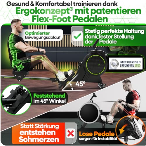 NEU Tretmann Rudergerät für Zuhause Set - extra leise- [Wirbelstrombremse2.0] bis 150KG Zertifiziert | patentiert ErgoKonzept | Rudergerät Magnet Rudermaschine Rudergeräte Ruder Fitnessgeräte - 4