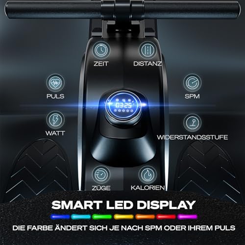 Sportstech PROwer Rudergerät für Zuhause, 32 Stufen Magnetwiderstand, LED Display, Dual Slide Rail, Bluetooth App kompatibel, leise, Ganzkörpertraining, Tablethalterung, vertikal verstaubar - 4