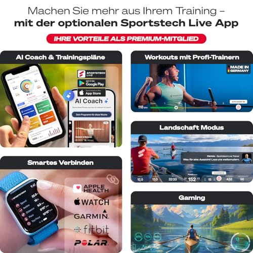 Sportstech PROwer Rudergerät für Zuhause, 32 Stufen Magnetwiderstand, LED Display, Dual Slide Rail, Bluetooth App kompatibel, leise, Ganzkörpertraining, Tablethalterung, vertikal verstaubar - 5