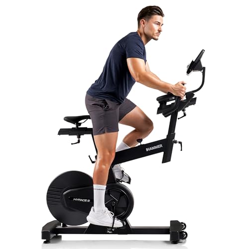 HAMMER Speedbike HyRace S – Indoor Cycle Heimtrainer mit 20 kg Schwungmasse, Tablet- & Smartphonehalterung, Bluetooth, kompatibel mit Kinomap & Zwift, Fitnessbike in Studioqualität - 3