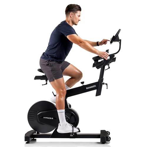 HAMMER Speedbike HyRace S – Indoor Cycle Heimtrainer mit 20 kg Schwungmasse, Tablet- & Smartphonehalterung, Bluetooth, kompatibel mit Kinomap & Zwift, Fitnessbike in Studioqualität - 5