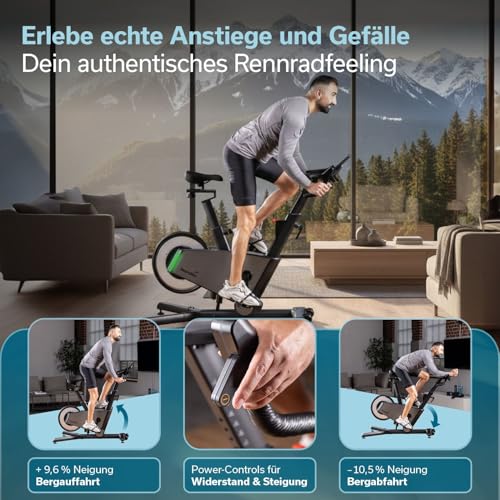 Skandika Spinning Bike Indoor Kliva 800-S | Heimtrainer Fahrrad SMART mit LED, Steigung in 16 Stufen, Magnetbremse mit 32 Stufen, 3 Programme, Bluetooth Kinomap App kompatibel, bis 150 kg, Speedbike - 2