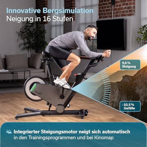 Skandika Spinning Bike Indoor Kliva 800-S | Heimtrainer Fahrrad SMART mit LED, Steigung in 16 Stufen, Magnetbremse mit 32 Stufen, 3 Programme, Bluetooth Kinomap App kompatibel, bis 150 kg, Speedbike - 3
