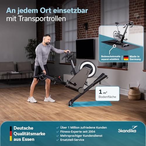 Skandika Spinning Bike Indoor Kliva 800-S | Heimtrainer Fahrrad SMART mit LED, Steigung in 16 Stufen, Magnetbremse mit 32 Stufen, 3 Programme, Bluetooth Kinomap App kompatibel, bis 150 kg, Speedbike - 9