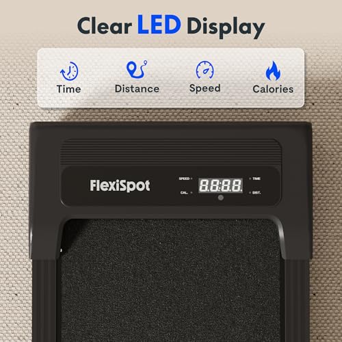 FlexiSpot Laufband Walking Pad für zuhause und Büro bis 120kg, Geräuscharme Laufbänder 1-6km/h, 4 in 1 Tragbares Laufband mit Fernbedienung und LED Display - 3