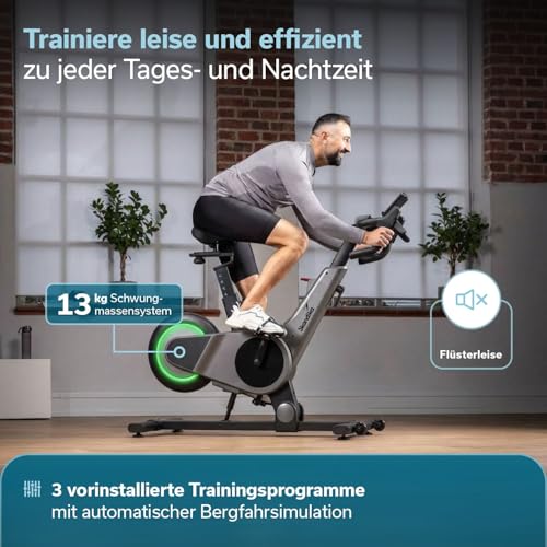 Skandika Spinning Bike Indoor Kliva 500-S | Heimtrainer Fahrrad SMART mit LED, Steigung in 16 Stufen, Magnetbremse mit 32 Stufen, 3 Programme, Bluetooth Kinomap App kompatibel, bis 150 kg, Speedbike - 8