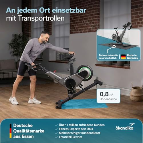 Skandika Spinning Bike Indoor Kliva 500-S | Heimtrainer Fahrrad SMART mit LED, Steigung in 16 Stufen, Magnetbremse mit 32 Stufen, 3 Programme, Bluetooth Kinomap App kompatibel, bis 150 kg, Speedbike - 9