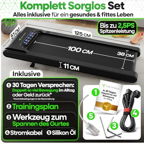NEU Tretmann Walking Pad mit Steigung klappbar – extra leise [LongLife Laufdeck] mit App bis 150 kg belastbar | Patent EMS-Filter | Walking Pad leise Laufband für Zuhause klappbar Walkingpad 150 kg - 7