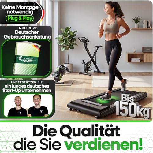 NEU Tretmann Walking Pad mit Steigung klappbar – extra leise [LongLife Laufdeck] mit App bis 150 kg belastbar | Patent EMS-Filter | Walking Pad leise Laufband für Zuhause klappbar Walkingpad 150 kg - 9