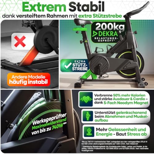 NEU Tretmann Heimtrainer Fahrrad 200 kg belastbar + APP - extra bequem - 5