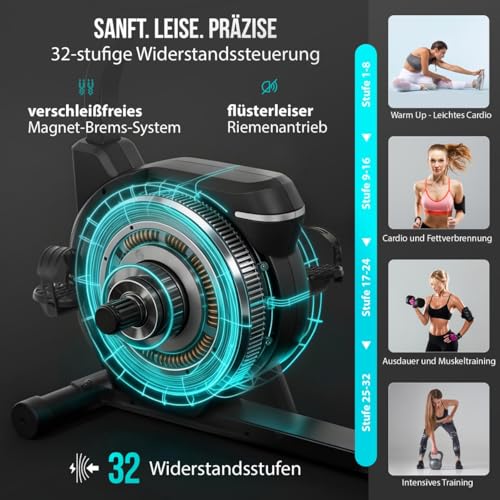 CHRISTOPEIT Liegeergometer – 32-Stufiger Heimtrainer mit niedrigem Einstieg - 3