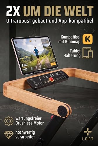 SportPlus Laufband für zuhause, Walking Pad klappbar bis 18km/h, Holzlaufband mit 12% Steigung, Massivholz Eiche, FSC®-Zertifiziert, leiser stromsparender Brushless Motor, TÜV-Zertifiziert, bis 150kg - 3