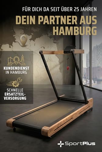 SportPlus Laufband für zuhause, Walking Pad klappbar bis 18km/h, Holzlaufband mit 12% Steigung, Massivholz Eiche, FSC®-Zertifiziert, leiser stromsparender Brushless Motor, TÜV-Zertifiziert, bis 150kg - 6