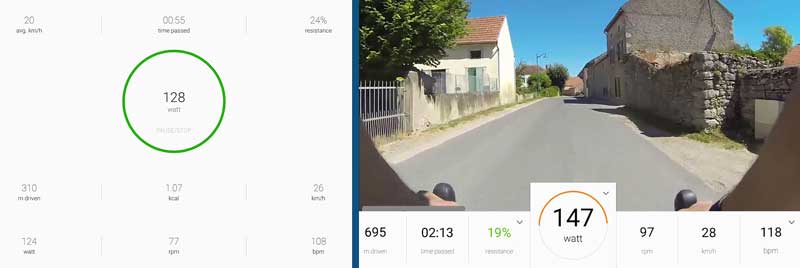 Das Bild zeigt die Anzeigen in der Nohrd Bike App