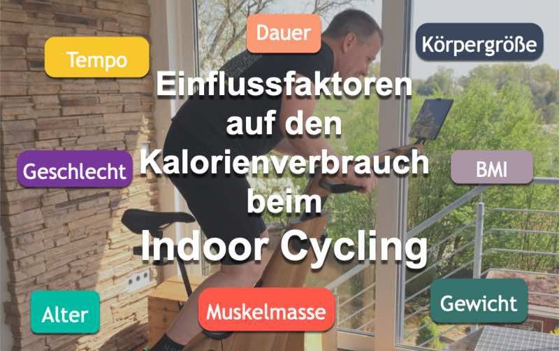 Das Bild zeigt die Einflussfaktoren auf den Kalorienverbrauch beim Ergometer und Indoor Bike Training.