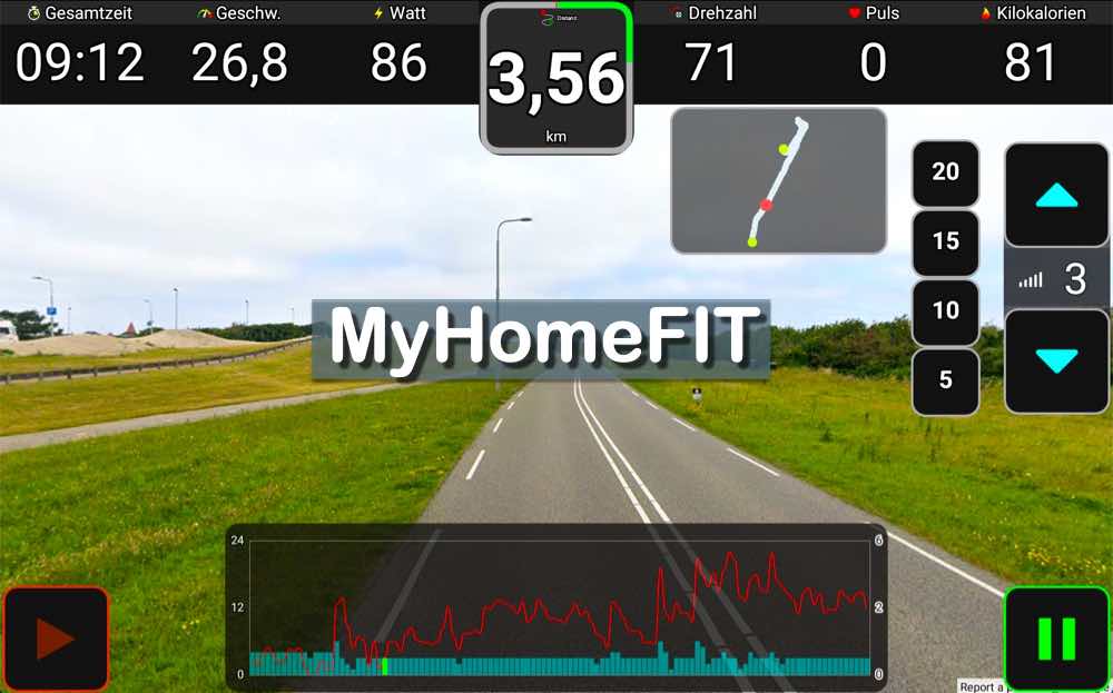 Das Bild zeigt die MyHomeFit App im StreetView Modus