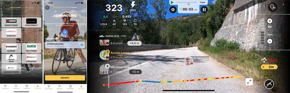 Die Kinomap lässt sich interaktiv mit dem Speed Race X verbinden.